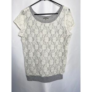 Bordeaux Lace Top Tee Large